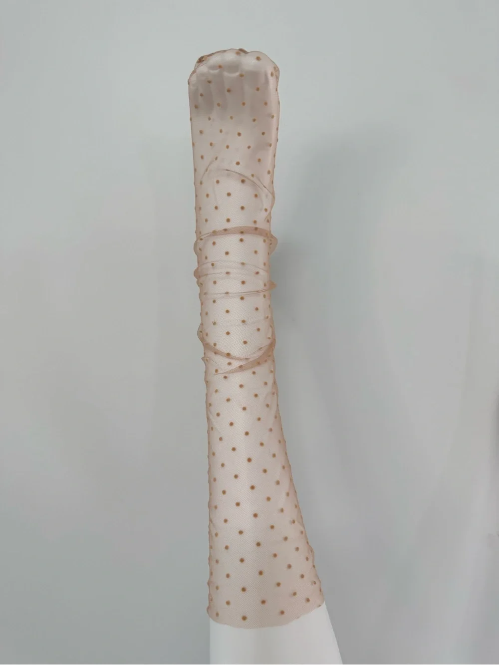 Sheer Beige Polka Dot Dress Socks